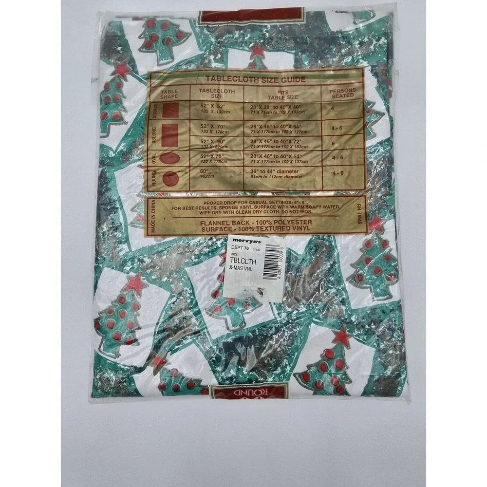 Sarah‎ Lynn's Country Christmas Tree Vinyl Flannel Back Tablecloth 60